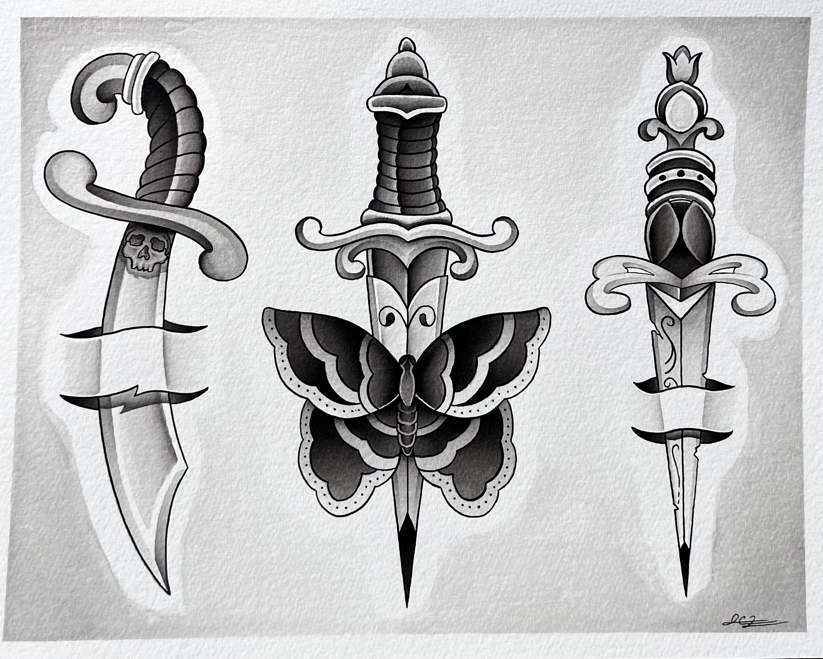 Traditional Dagger Sheet (14in x 11in) – The Swallowtailed Viper